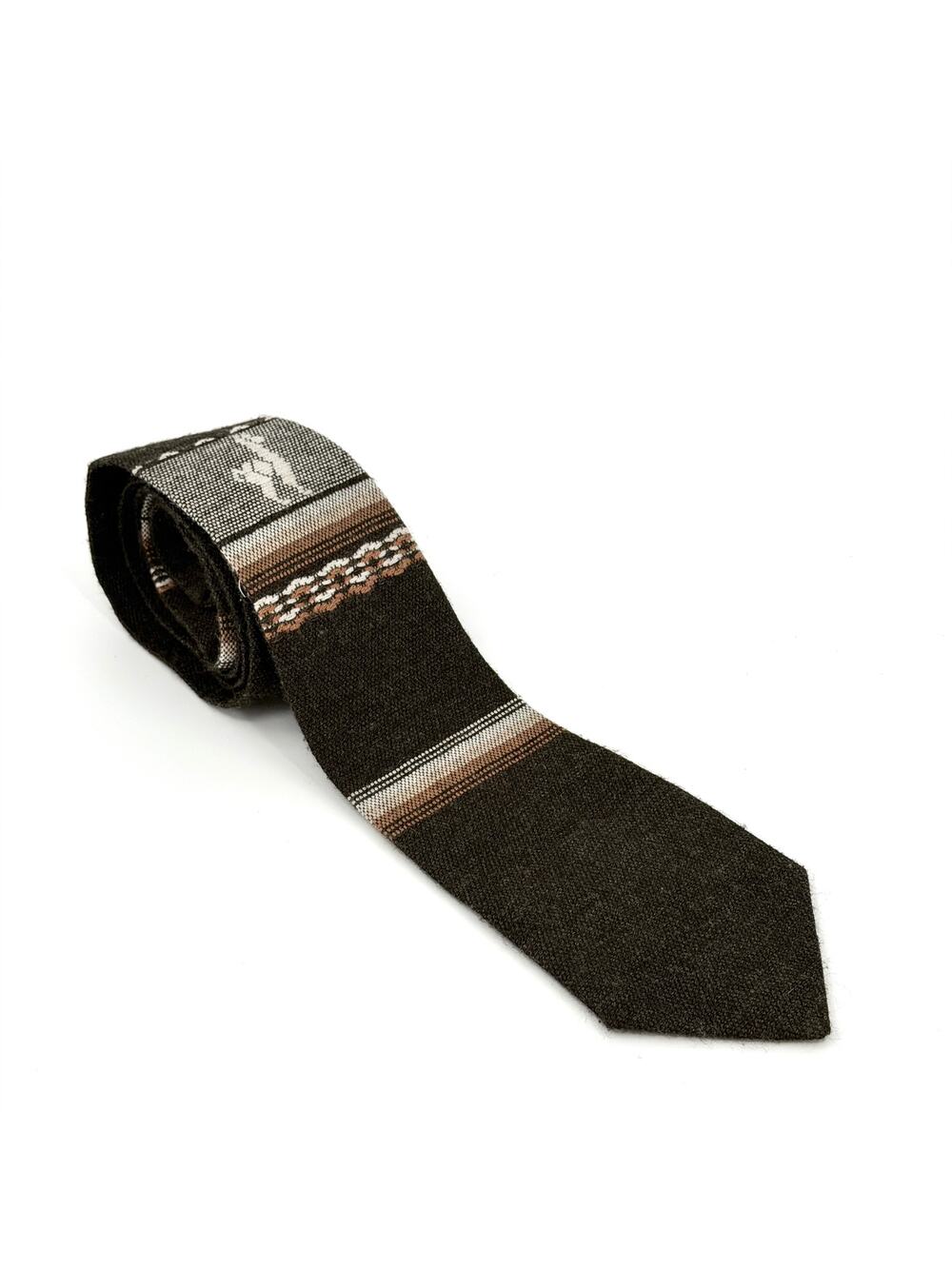 NEW Vintage 90s Creaciones Landa Brown 100% Wool Andean Folk Llama Hand Made Tie